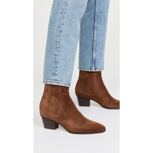 Veronica Beard Alina 50MM Suede Booties in Brown 7.5 - Picture 2 of 16